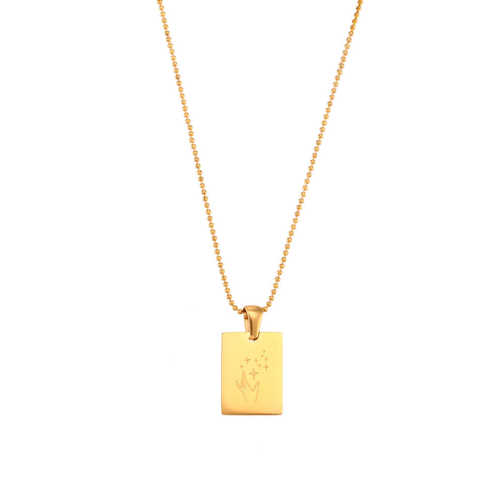 Wholesale Stainless Steel 18K Gold Plated Square Sign Gesture Necklace